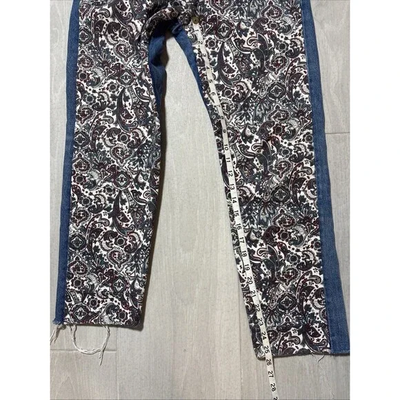 Levi’s Wedgie Straight  Jeans Patched  Paisley Button Fly Womens 26 - Picture 7 of 10